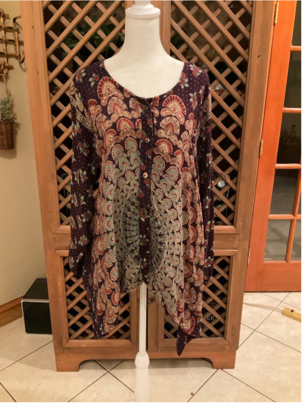 Sacred Threads Hippie Boho Festival Sharkbite Mandala Block Print OS Asymmetric